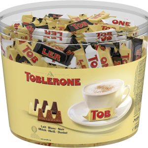 Toblerone – Assortiment de 3 Variétés de Mini Toblerone : Chocolat au Lait, Chocolat Noir et Chocolat Blanc – Tubo de 113 mini barres (904 g)