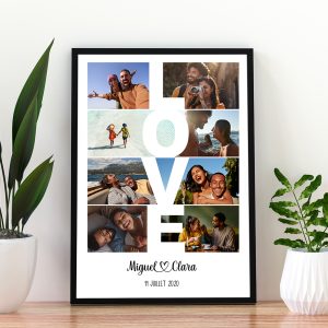 Affiche LOVE couple pêle-mêle photos