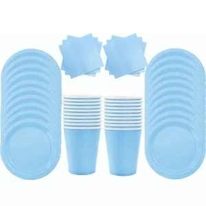 Kit vaisselle jetable Bleu clair