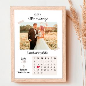 Affiche Souvenir Personnalisée – Jour de Notre Mariage, PACS ou Événements Famille avec Photo et Prénoms
