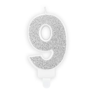 Bougie paillettes argent 9