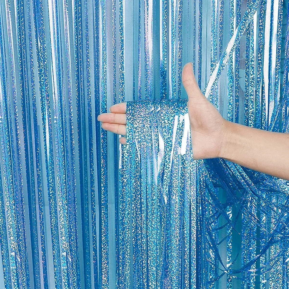 Rideau de fête scintillant, bleu clair 1x2m