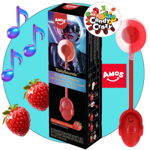 Sucette Tasty Sound AMOS musique dans la bouche – Fraise
